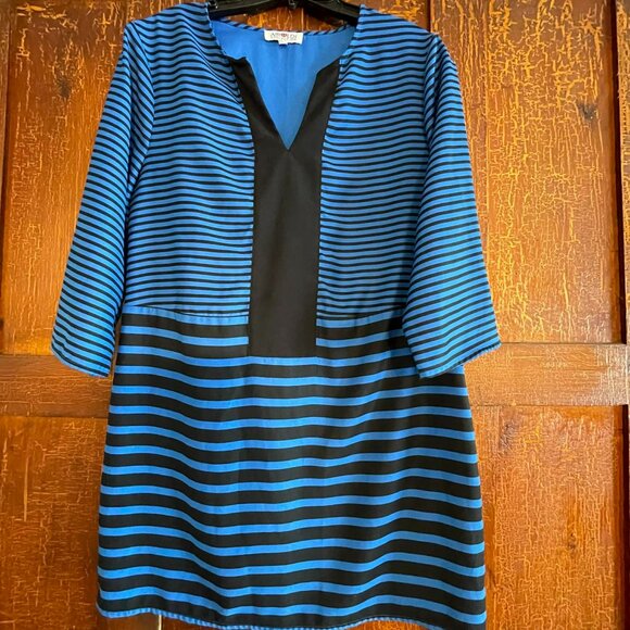 JEAN AIROLDI Tunic,  SIZE XS, Blue and black stripes Aesthetic colorblock - Picture 1 of 7